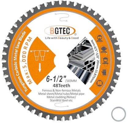 Lama Per Sega Circolare TCT Dics,160 mm x 20 mm x 48T Disco per Metallo Ferro Acciaio Inox BGTEC