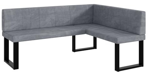 MEBLINI Eckbank für Esszimmer - Küchenbank - Essecke - Sitzecke Küche - Peter - U-Beine 128x168x87cm Rechts - Grau Samt