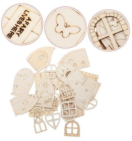 POPETPOP Tür-Set 96 Stück Unvollendete Mini-holztür Neutrale Wohnkultur Kinderspielzeug Feentürscheiben