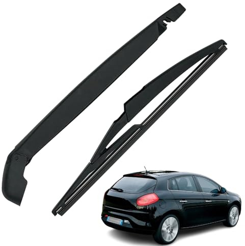Ruolin Auto Heckscheibenwischer Schwarz, Ersatz Heckwischerarm Wischerarm Hinten + Scheibenwischer Wischer Set Kompatibel mit Fiat Bravo 2007-2012