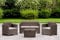 Dmora - Loungeset für draußen Venere, Outdoor-Lounge mit Couchtisch, Terrassenset mit Kissen, Gartenkomposition mit Sofa und Sesseln, Made in Italy, Taube