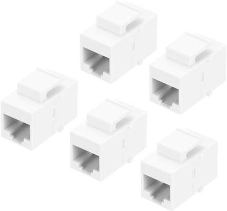 sourcing map 5 Pack Cat 6 Ethernet Coupler, RJ45 Cat6 Coupler Jacks Female to Female Ethernet Adapter, White, 14x27x22mm