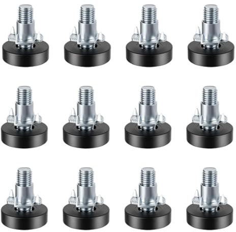 Azlanway Höhenverstellbare Möbelfüße mit Einschlagmutter,12 Stück Verstellbare Nivellierfüße M6 Ø 16mm, Justierschraube für Tischbeine, Schrankbeine, Stuhl, Sofa,Möbelgleiter für Stabilität & Bodensc