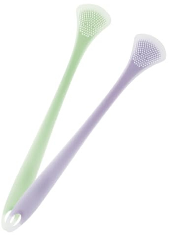 CALLARON Pulitore Lingua in Silicone e Nailon 2pezzi, Puliscilingua Portatili per Adulti senza Graffi, per Rimozione Tartaro e Pulizia Orale Quotidiana