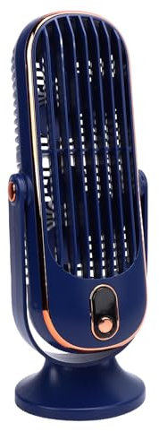 Tower Fan for Bedroom, 5 Speeds 9.8 Inch Portable Desk Fan with Brushless Motor, USB Rechargeable Battery Powered Table Fans for Home, Desktop, Office, Bedroom, Kitchen, Indoor (Blue)