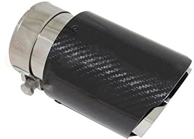 Pots d'échappement automobiles Embout De Tuyau D'échappement Droit Universel Argent Inox Silencieux Décorations Voiture Fibre De Carbone Brillant Système D'Echappement(51mm-76mm)