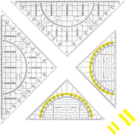 4 Stück Geodreieck mit Griff, Geodreieck Flexibel Transparent, geodreieck groß 22cm, Geodreieck Klein 16 cm, geo dreieck, für Studenten Büro Designer Malerei, Schulsachen
