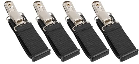TARSHYRY Verstellbare Elastische Stiefelriemen mit Rutschfesten Clips für Hosen, 4er-Pack Multifunktionale Steigbügelhalter für Outdoor-Bekleidung