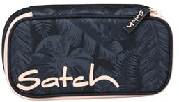 Satch Schlamperbox Midnight Jungle - Blau | Extra groß mit Trennfach, Reißverschlussfach, Stiftehaltern, Geodreieckfach und Sichtfenster für den Stundenplan