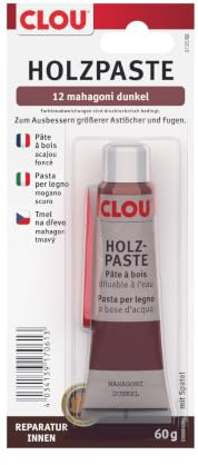 CLOU Holzpaste Mahagoni Dunkel – Holzkitt & Reparaturpaste für Böden – 60 g | Holzkitt, Reparaturpaste für Böden