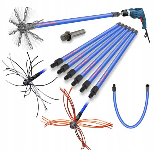 Cyklon Scovolo Canna Fumaria 6m per Trapano - Canna Fumaria Dal Basso | Kit Pulizia - Spazzola Camino Collegabile per Spazzacamino Flessibile - Pulizia Camino - Tubo Stufa e Fuliggine Secca
