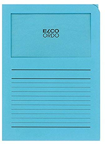 ELCO Lot de 100 Pochettes coins avec fenêtre 120 g/m² 22 x 31 Bleu Clair 29489.31