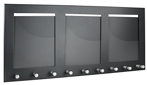 HMF Schlüsselbrett mit 3 Bilderrahmen | 9 Schlüsselhaken | 42 x 20 x 4 cm | Schwarz