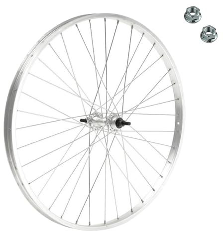 C2638PS7 Rueda llanta trasera CityBike Bicicleta 26 x 1 3/8-7 velocidades de aluminio Buje de acero Cierre con tuerca Silver