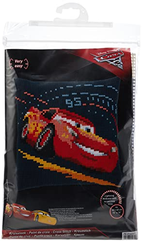 Vervaco Cross Stitch Kit: Cushion: Cars-Lightning McQueen, Cotton, Assorted, 10 x 1 x 14 cm