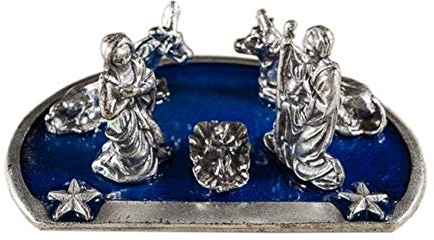 Eurofusioni Krippe mit Ochs und Esel - Versilbertes Metall