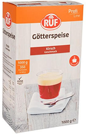 RUF Götterspeise Kirsche, roter Wackelpudding mit Kirsch Geschmack, mit weniger Wasser auch schnitt- und stichfest, praktischer Vorratspack, 1x1000g