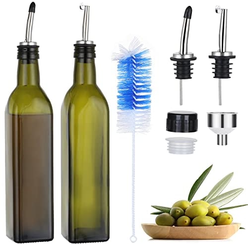 HOTOOLME Oliera Bottiglie Vetro, 500ml Bottiglia olio con dosatore, bottiglie vetro per olio