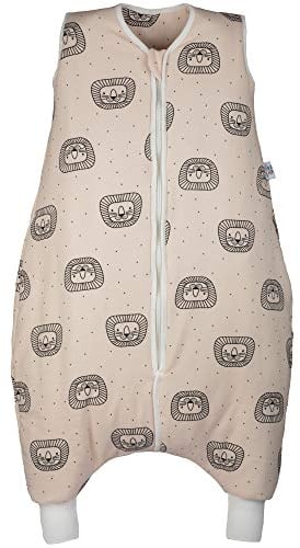 Hosenmax Schlafsack mit Füßen Winter – Bio Baumwolle – entspricht TOG 2.5 – Ganzjahres Schlafsack Baby – Babyschlafsack - Schlafsack Kinder – Verspielter Löwe Größe 100 cm