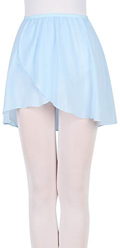 Bezioner Ballettrock Wickelrock Tanz Rock aus Chiffon zum Reinschlüpfen für Mädchen und Damen Blau L