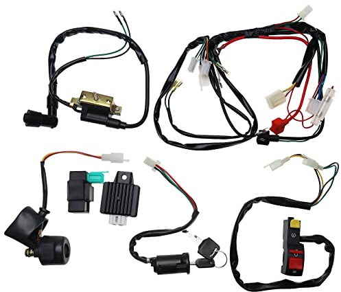 Create idea Motorstart-Kabelbaum-Montagesatz für 50 cc 70 cc 90 cc 110 cc 125 cc Pit Quad Dirt Bike ATV Dune Buggy Gleichrichter-Zündsystem CDI-Einheit