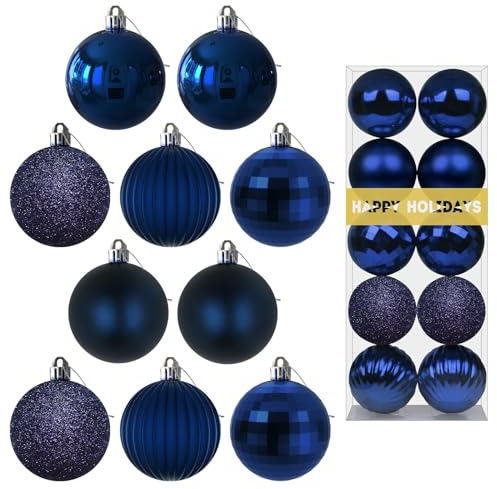 Weihnachtskugeln, 8.1 cm, Marineblau, Weihnachtsbaumschmuck, bruchsichere Kugeln zum Aufhängen, für St. Patrick's Day, Ostern, Valentinstag, Set mit 10 Stück, dunkelblaue Weihnachtsschmuck