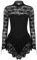 iEFiEL Damen Ballettkleid Rollkragen Spitzen Eiskunstlauf Kleid Tanzkleid Langarm Ballettanzug Trikot Body Wettkampf Sportkleid Schwarz L