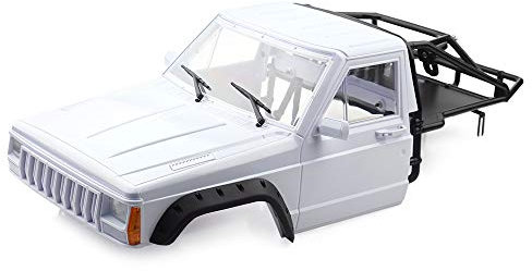 INJORA RC Carrosserie Cherokee Car Body Shell RC Front Cab avec Cage pour 1/10 RC Crawler TRX4 Axial SCX10 90046 (Blanc)