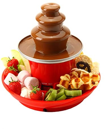 Global Gourmet Chocolate Fountain Mini Fondue Set with Party Serving Tray Included | Electric 3-Tier Machine with Hot Melting Pot Base | Keep Warm Function