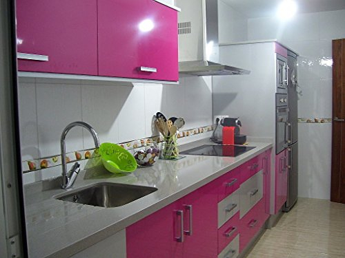 Vinilo Pegatina Muebles de Cocina, PVC Engomada Autoadhesivo Protege o Decora Armario y Aparatos Eléctricos, Papel Pintado para Muebles/Cocina/Baño,Impermeable Pegatina, Rollo 60cm (Fucsia, 3)