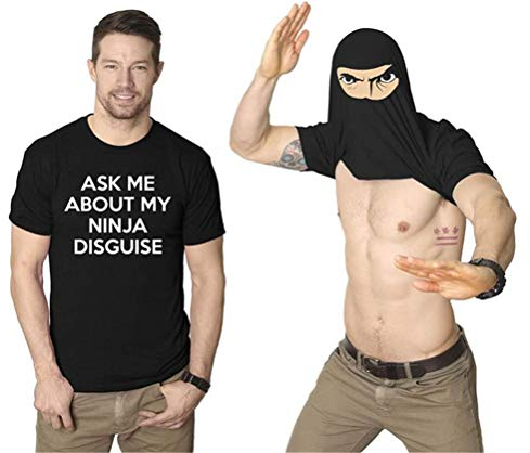 Inmindboom Männer Fragen Mich über Meine Ninja Verkleidung Flip T-Shirt - Lustiges Kostüm Grafik Humor, Fischer Geschenk, Adult Humor Kostüme (L)