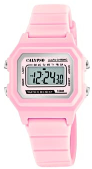 Calypso Montre Digitale Unisexe - Bracelet Caoutchouc - Étanche 10 ATM - Date Calendrier Chronomètre Double Heure Lumière Alarme 12/24 h - Digital Crush - K5802