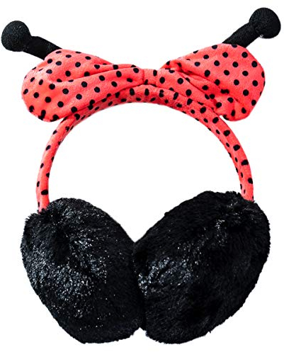 MISS NELLA Ladybird Marienkäfer Winter-Ohrenschützer Ohrenwärmer für Kleinkinder aus Plüsch. Jungen Mädchen Alter 3-8 Jahre