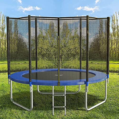 AOTOB 8 FT Trampoline Safety Enclosure Net Combo Bounce Jump for Kids Outdoor with Spring Pad Jump Mat & Ladder