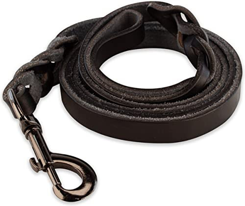 Leder Hundeleine - geflochten- 220cm - Ganz schwarz