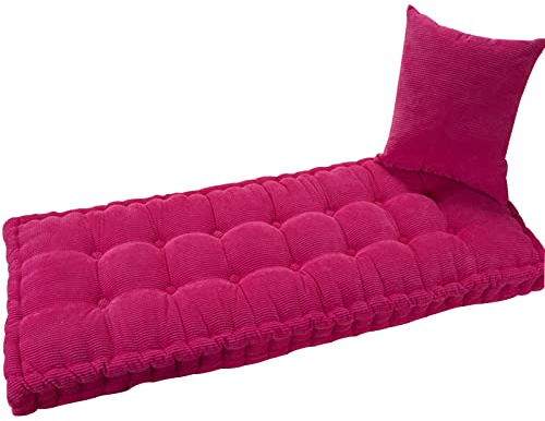 Bankauflage 2- oder 3-Sitzer 10cm Dickes Gartenbank Auflage, Rechteckig Langes Bankkissen, Sitzkissen, Bankpolster für den Innenbereich, Schaukel,Pink-60x60cm/24x24in