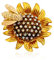 Broche tournesol en forme de fleur jaune en strass, broche en émail pour femme et fille, cuivre, émail, métal, strass, strass, Alliage.