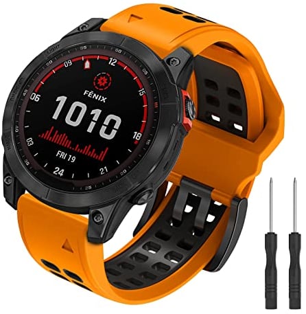 Songsier Fenix 7X Armband, 26mm Weiches Silikon Sport Ersatzarmband Verstellbare Uhrenarmband mit Quick-Fit für Fenix 8 51mm, Fenix 6X Pro, Fenix 6X, Fenix 5X Plus, Fenix 5X, Fenix 3, Fenix 3 HR