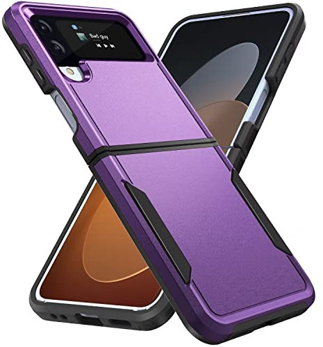 YayiTop Cover per Samsung Galaxy Z Flip 4 5G, PC+TPU Custodia Protettiva Antiurto Resistente agli Urti, Protezione da Cadute di Grado Militare, Samsung Galaxy Z Flip 4 5G Custodia.Viola Nero