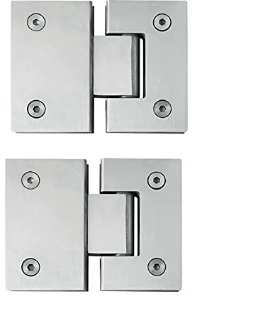 Door Hinge 2Pcs Heavy Duty 180 Degree Glass Door Cupboard Showcase Cabinet Clamp Glass Shower Doors Hinge Replacement Parts 529 (Color : Silver)