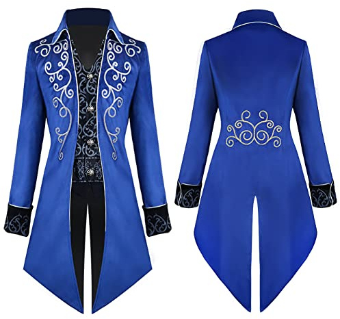 Odizli Mittelalter Kleidung Herren Smoking Steampunk Mantel Halloween Karneval Viktorianisches Gehrock