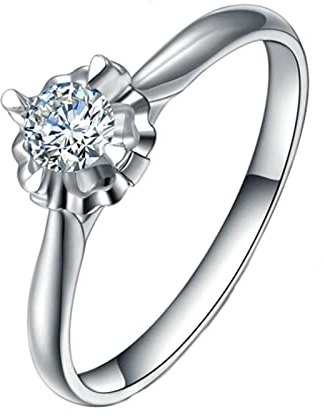 Dsnyu 950 Platin Ringe, 0.2ct Diamant Eheringe, Silber Ringe für Frauen Blume Zierlicher Ringe Klassischer Schmuck GR.51 (16.2)