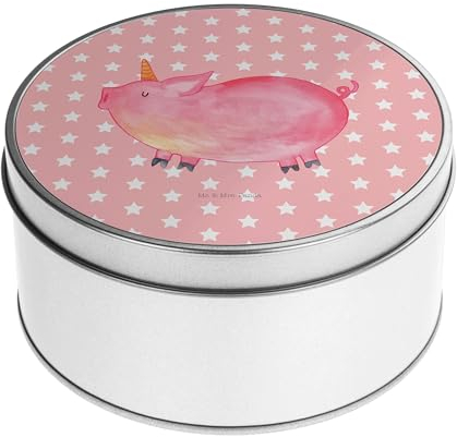 Mr. & Mrs. Panda Blechdose rund Einhorn Schwein - Geschenk, Unicorn, Metallkiste mit Deckel, Aufbewahrungskiste, funny, Einhörner, geschenk,