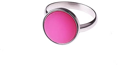 Adi-Modeschmuck verstellbarer Ring 'Elisa', 12mm Polaris Cabochon in einer in der Größe verstellbaren Fassung aus Edelstahl, handgefertigt in Berlin (Pink)