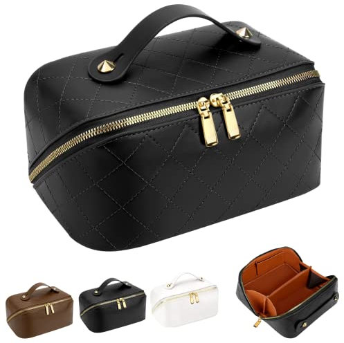 VOBUKE Reise Kosmetiktasche Großem Fassungsvermögen Tragbare Make Up Tasche Wasserdichter PU Leder Schminktasche Damen Kosmetik Organizer Kulturbeutel Mit Trennwand und Griff Makeup Bag