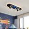 Yesbon Kinderlampe LED Deckenlampe RGB, Moderne Cartoon Skateboard 32W Deckenleuchte LED Deckenleuchte RGB, Acryl Kronleuchter Jungen Mädchen Schlafzimmer Deckenlicht Innenbeleuchtung,A