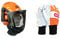 Oregon Waipoua Professioneller Kettensägen-Sicherheitshelm mit Gehörschutzmanschette und Netzvisier, Orange & Kettensägen-Schutzhandschuhe aus Leder mit Linkshandschutz - Größe 11