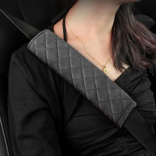 Auto Gurt Protektor, 2pcs Weiches und bequemes Kissen für Sicherheitsgurte, Kompatibel mit allen Autos, Sicherheitsgurt Schutz für Erwachsene und Kinder (Grau)