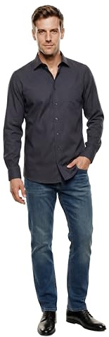 Marvelis Herren Businesshemd Langarm Comfort-Fit,Chambray,New Kent,schwarz 68,48