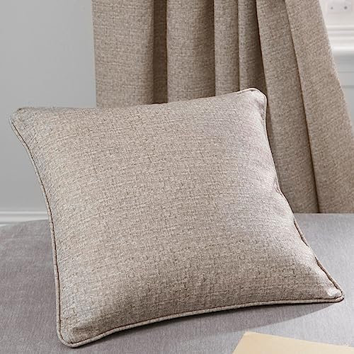 Dreams & Drapes - Natural Cushion (43 x 43cm) - Filling Included - Piped Edge - Soft Brushed Cotton - Natural Linen Textured Cushion for Living Room & Bedroom - Cover Included/Cushion Insert